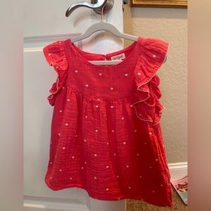 Girls shirt- pink and white polka dots